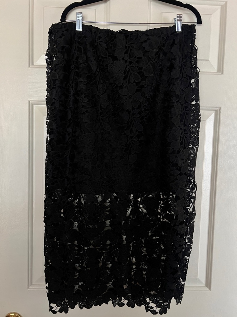 Black Lace Pencil Skirt - Women